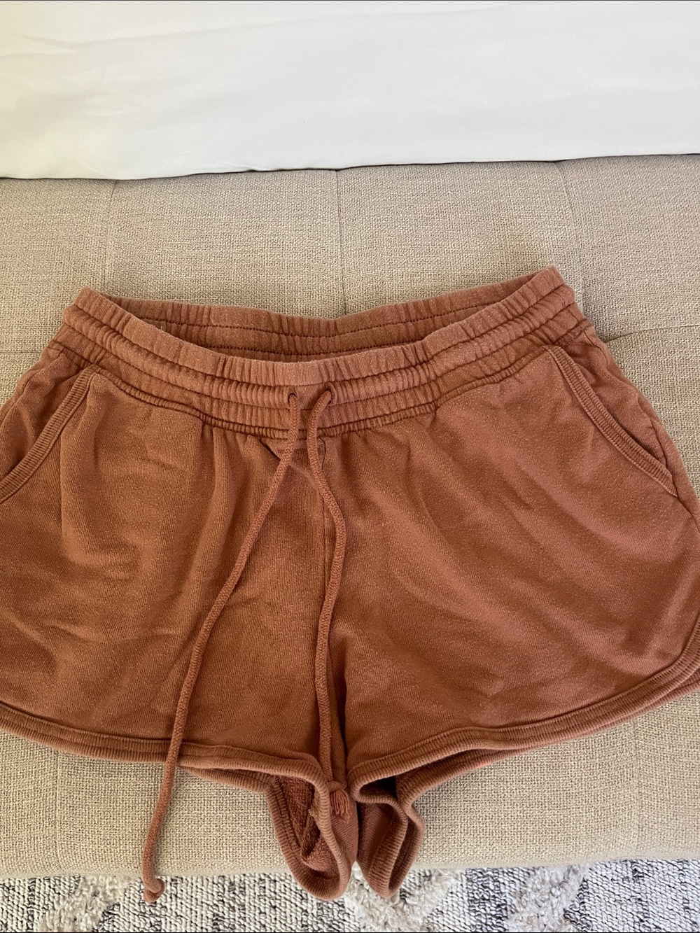 Women's Athletic Drawstring Shorts in Rust